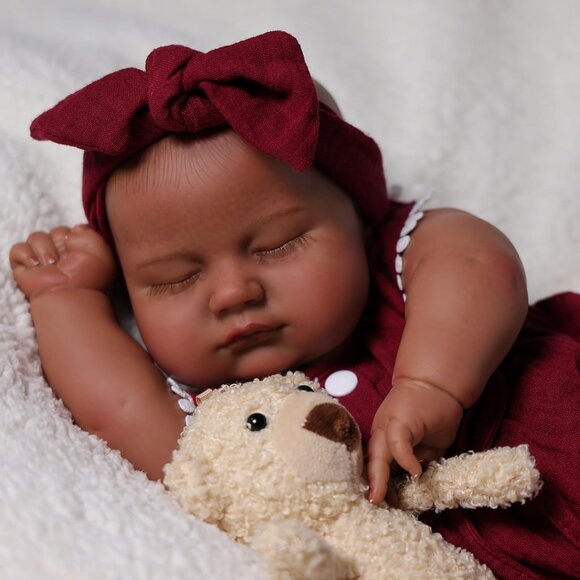 Reborn Baby Dolls Black 20 Inch Lifelike Soft Body Realistic Newborn Baby Doll - Picture 3 of 8
